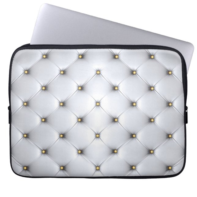 Pintuck-Look weiß und gold elegant Laptopschutzhülle (Vorderseite)