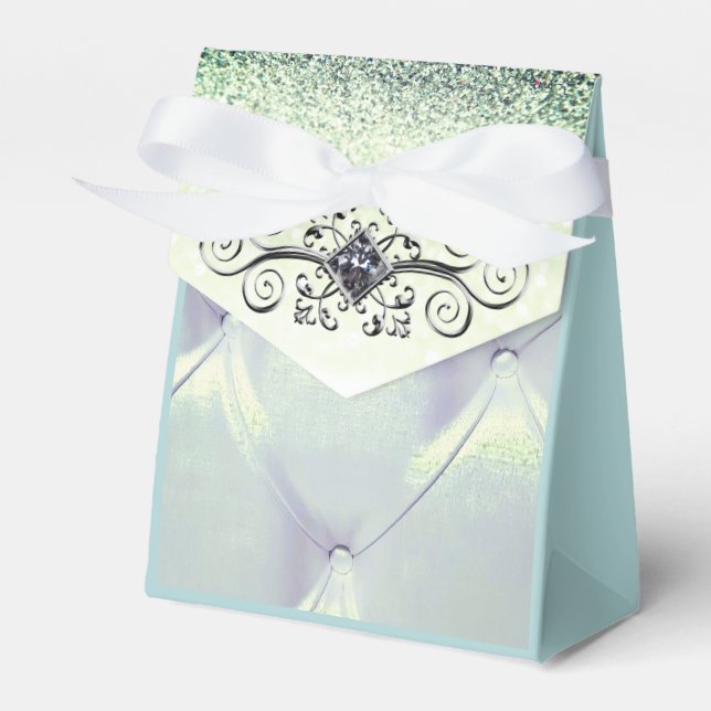 Pintuck satin diamond grau Glitzer aussehen Geschenkschachtel (Vorderseite)