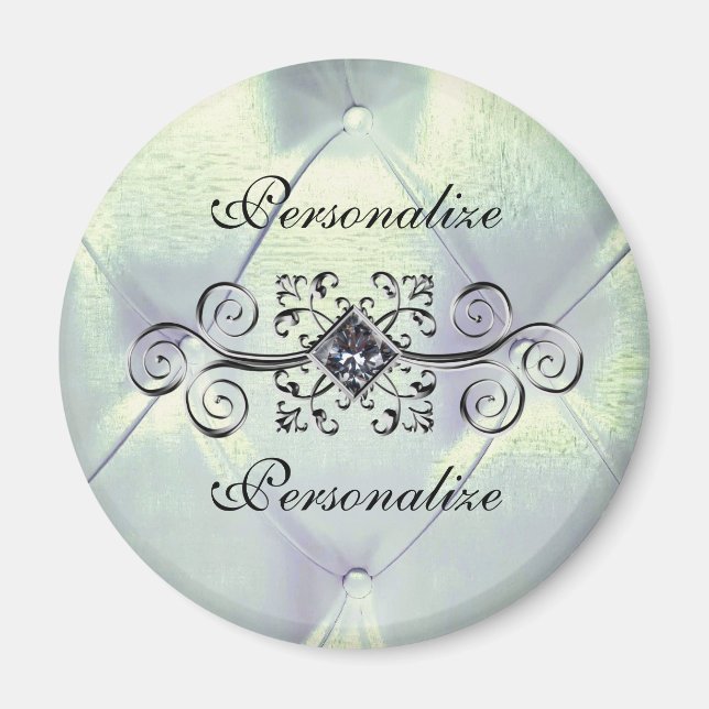 Pintuck Satin look diamant silber elegant Magnet (Vorne)