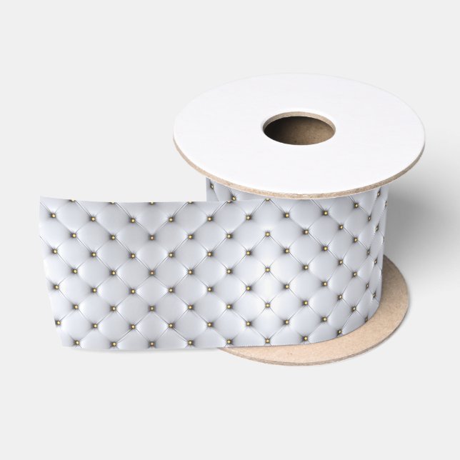 Pintuck sieht weiß und gold elegant aus satinband (Spule)