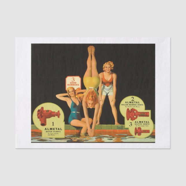 Pinup 1940er 50er Swimsuit Girls  Seidenpapier (Vorderseite)