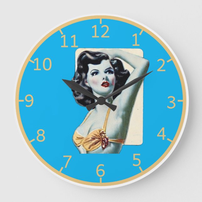 Pinup Art Wall Clock Große Wanduhr (Vorderseite)