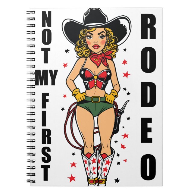 Pinup Cowgirl, nicht mein erstes Rodeo Zitat, lust Notizblock (Vorderseite)