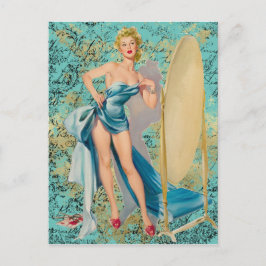 Pinup Girl in Mirror Postkarte