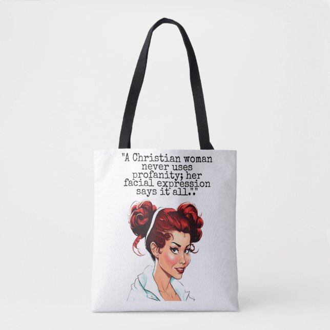Pinup Girl mit Christlicher Spaß-Tasche Tasche (Vorderseite)