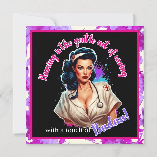 Pinup_ Nurse Badass Feiertagskarte (Vorderseite)