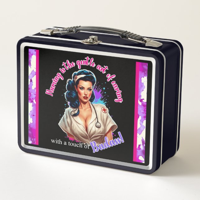 Pinup_ Nurse Badass Metall Brotdose (Vorderseite)