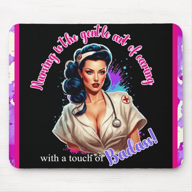 Pinup_ Nurse Badass Mousepad (Vorne)