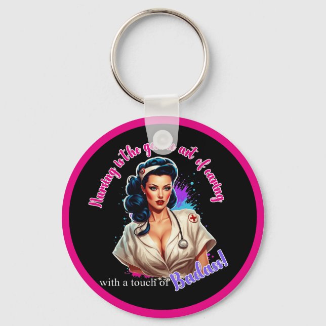 Pinup_ Nurse Badass Schlüsselanhänger (Vorderseite)