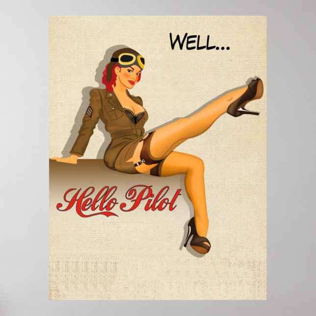 Pinup Pilot Girl Poster (Vorne)