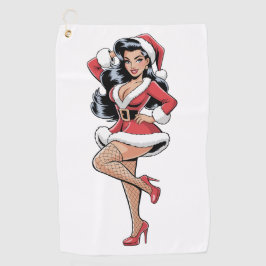 Pinup Santa Babe Golfhandtuch