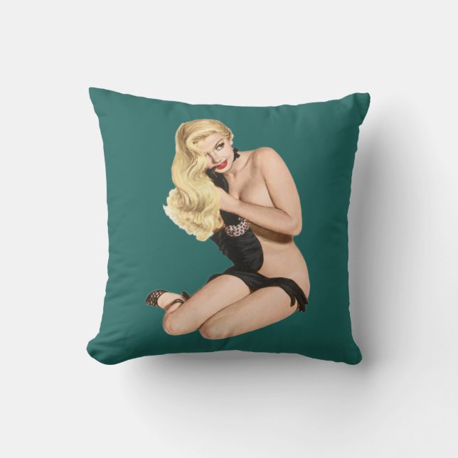 Pinupmädchen, das nichts aber kissen (Vorderseite)