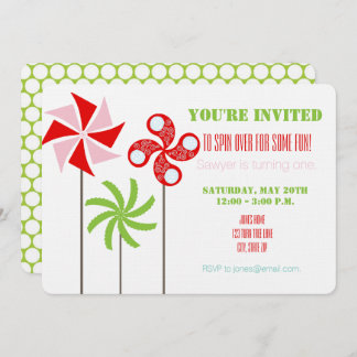 Pinwheel Bday Invite (Girl) - Print oder Download Einladung