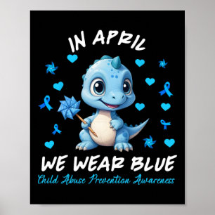 Pinwheel Dino Im April tragen wir Blau Kindermissb Poster