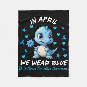 Pinwheel Dino Im April tragen wir Blau Kindesmissb Fleecedecke