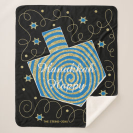 Pinwheel Dreidel Sherpa Hanukkah Blanket/Mittel Sherpadecke