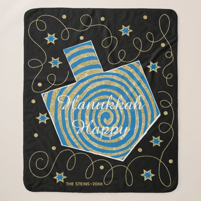 Pinwheel Dreidel Sherpa Hanukkah Blanket/Mittel Sherpadecke (Vorderseite)