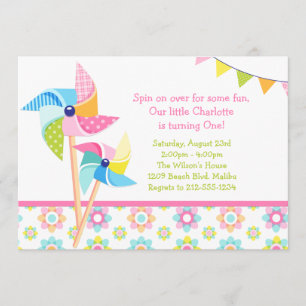 Pinwheel-Geburtstags-Party Einladung