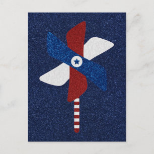 Pinwheel July 4th Glitzer Paper Plate Postkarte