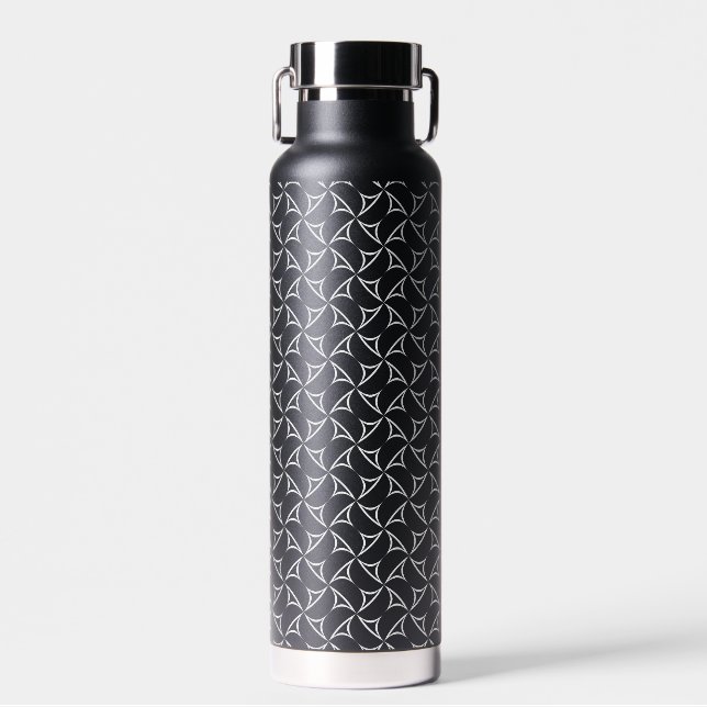 Pinwheel Spiral White Abstrakt Line Muster Trinkflasche (Vorne)
