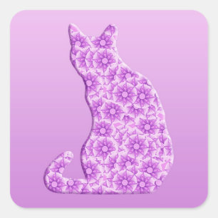 Pinwheels Katze - Lavendel, lila Quadratischer Aufkleber