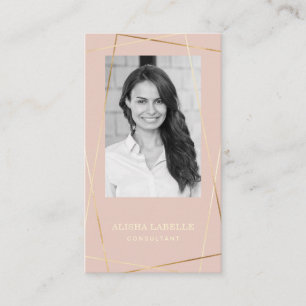 Pinzette Rose und geometrisches Foto Layout & Mono Visitenkarte