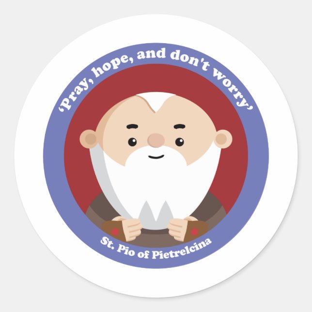 Pio di Pietrelcina Runder Aufkleber (Vorderseite)