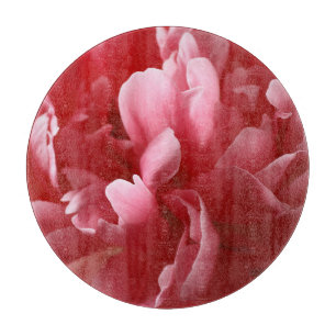 Pion blüht Macro, rosa rot. Schneidebrett