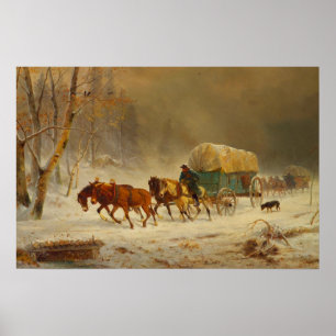 Pioniere trotzen einem Schneesturm auf dem Heimweg Poster