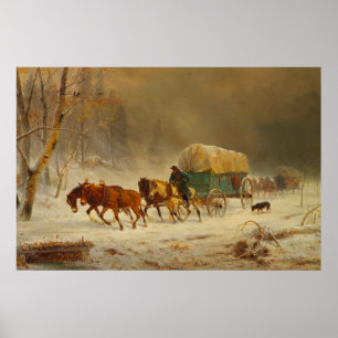 Pioniere trotzen einem Schneesturm Heimkehrendes P Poster