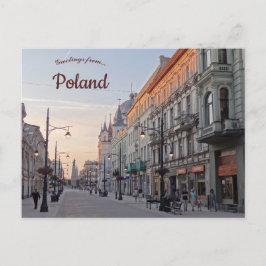 Piotrkowska Straße in Dusk in Lodz Polen Postkarte
