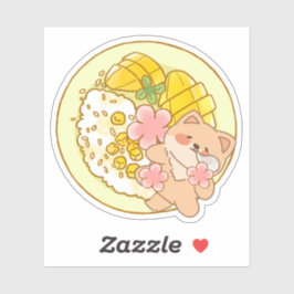Piou der Shiba: Kawaii Mango Klebreis-Festmahl Aufkleber