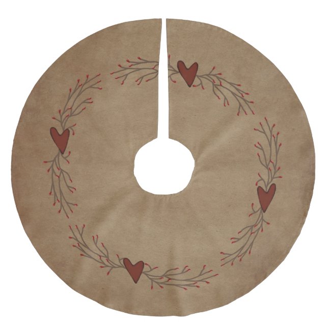 Pip Berry Heart Tree Skirt Polyester Weihnachtsbaumdecke (Vorderseite)