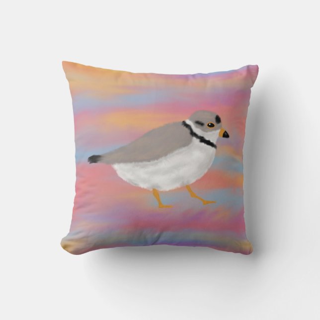 Pipe Plover auf einem Sonnenuntergang Kissen (Vorderseite)