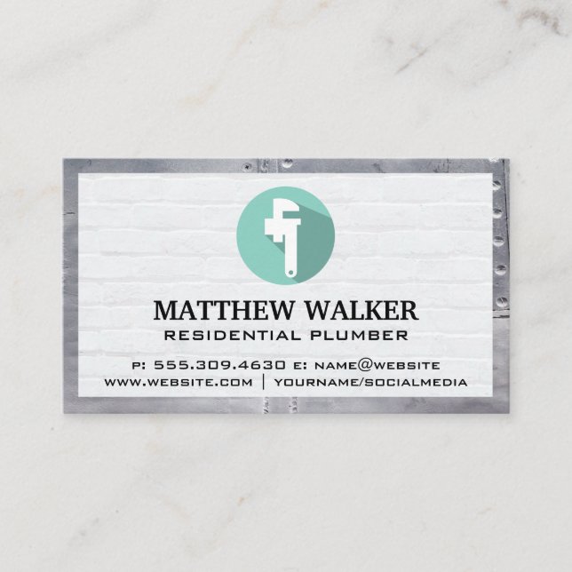 Pipe Wrench Logo | Wand- und Metallrivetten Visitenkarte (Vorderseite)