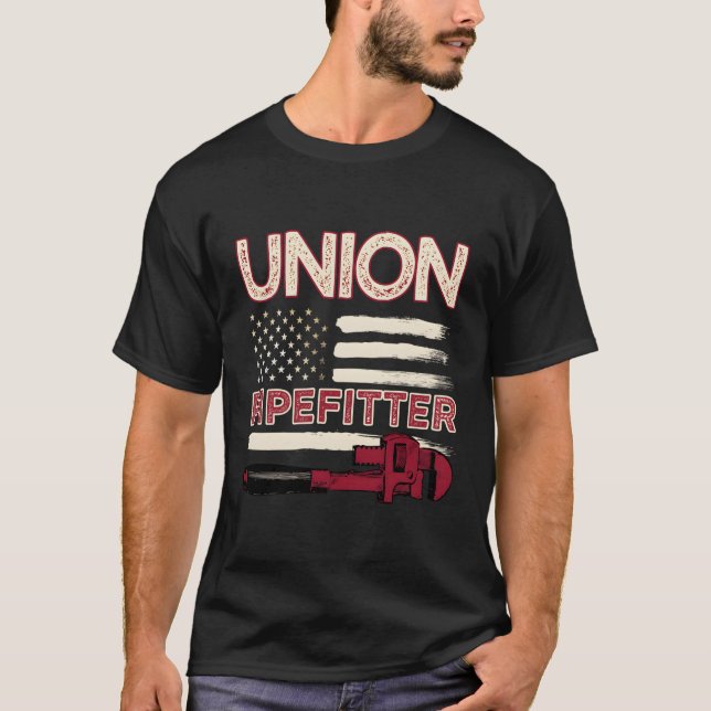 Pipefitter Klempner Klempner Gewerkschaft Pipefitt T-Shirt (Vorderseite)