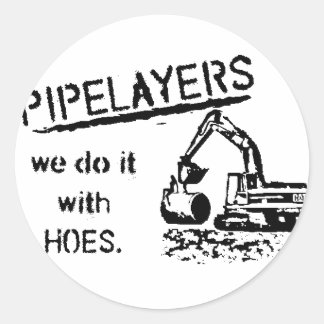 Pipelayer mit Mädchen, die auf der Pipe sitzen Runder Aufkleber
