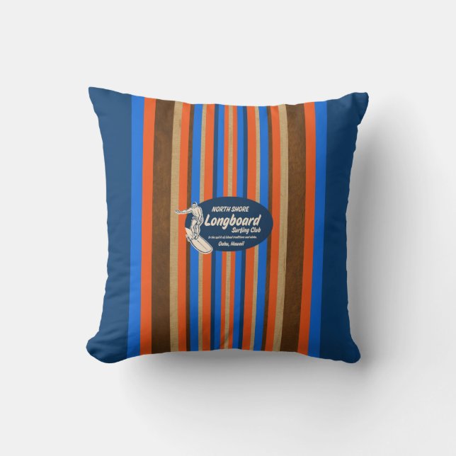 Pipeline Hawaii Surfboard Reversible Square Pillow Kissen (Vorderseite)