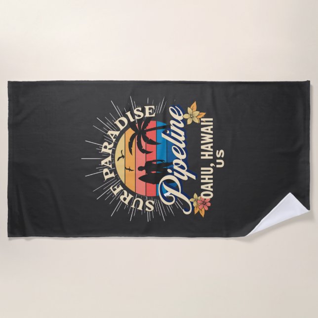 Pipeline Oahu Hawaii Beach für Surfer T - Shirt Strandtuch (Vorderseite)