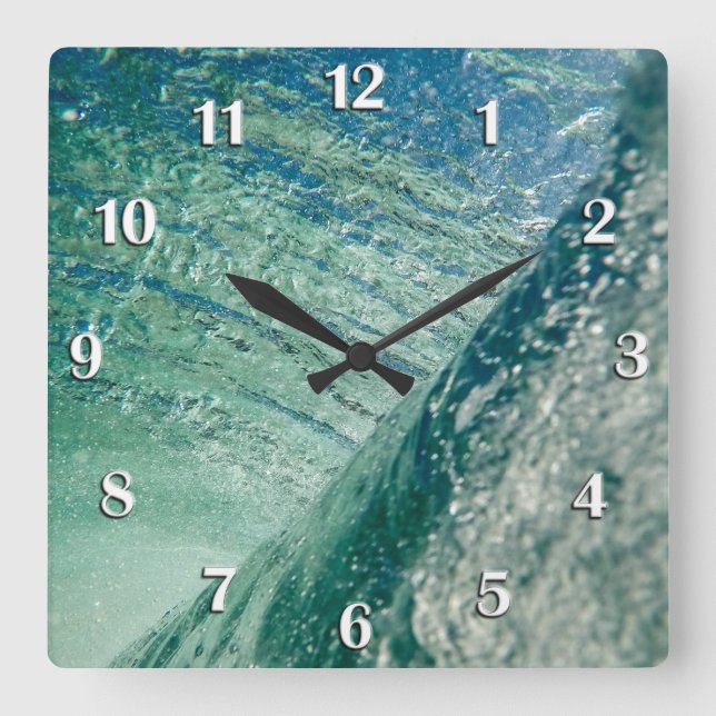 Pipeline Wave Quadratische Wanduhr (Vorderseite)