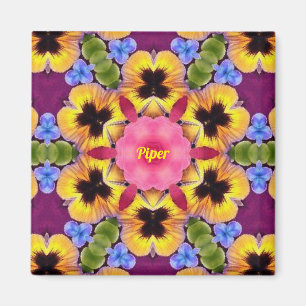 PIPER ~ Abstrakte Pansy ~ Pink Blue Lila Gelb Magnet