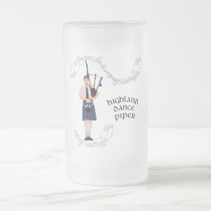 PIPER Blau Kariert Mattglas Bierglas