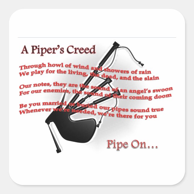Piper-Credo Quadratischer Aufkleber (Vorderseite)