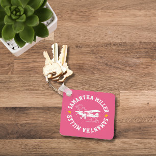 Piper Cub Flugzeug Nicht Dein Co-Pilot Rosa Maßges Schlüsselanhänger