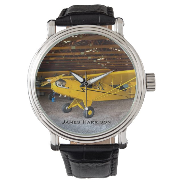 Piper Cub J3 Gelbes Foto Armbanduhr (Vorderseite)
