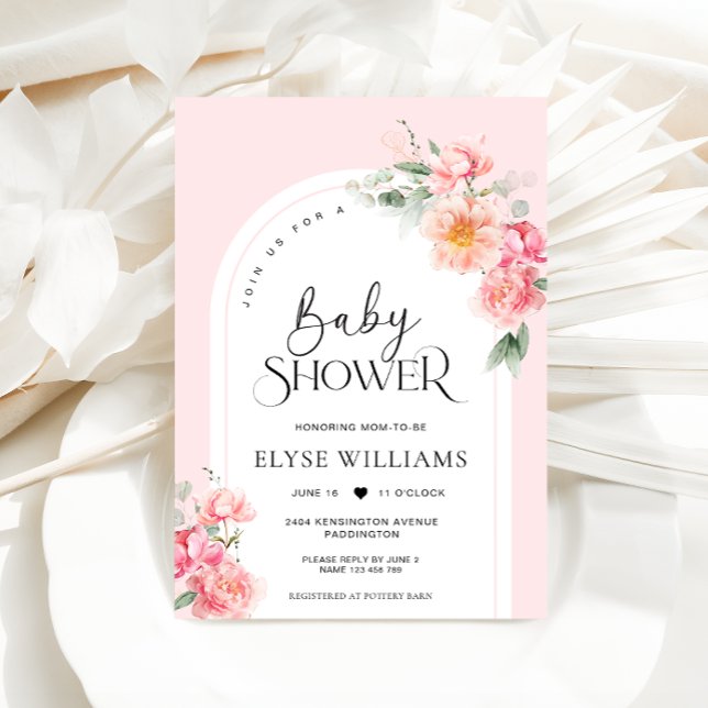 Piper Floral Baby Shower Einladung (Piper Peony Floral Baby Shower Invitation )