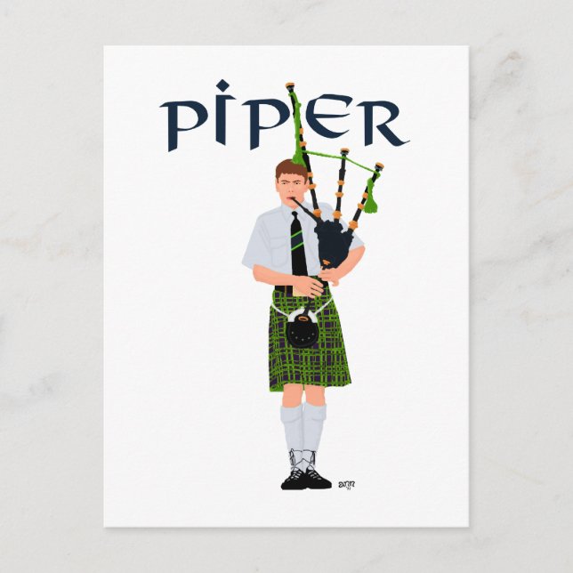 PIPER Green Kariert Postkarte (Vorderseite)