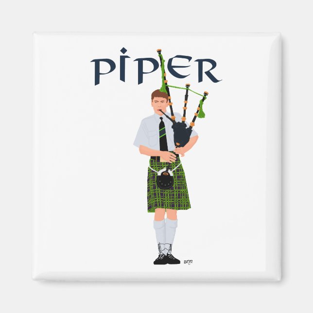 PIPER Grün Kariert Magnet (Vorne)