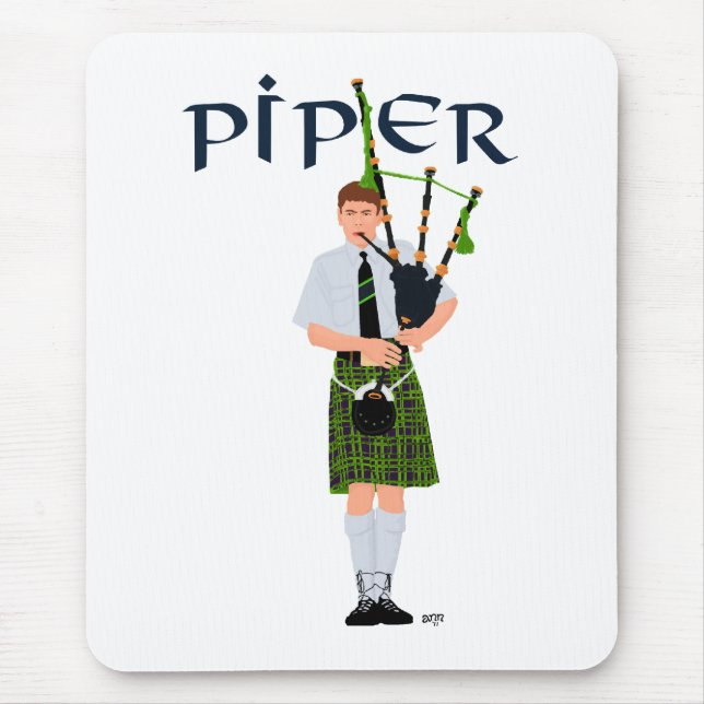 PIPER Grün Kariert Mousepad (Vorne)