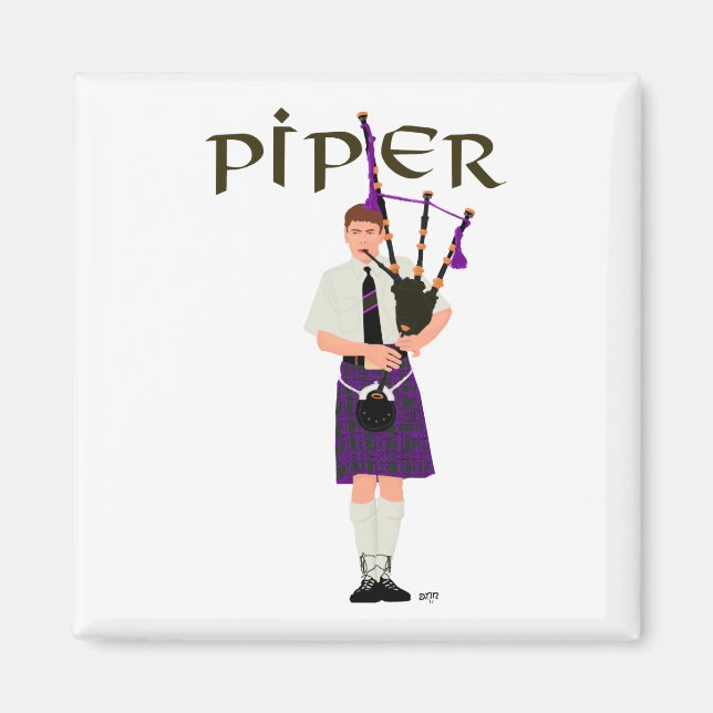 PIPER Lila Kariert Magnet (Vorne)